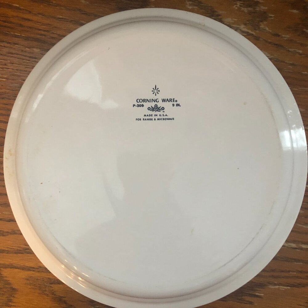 Cornflower Blue Corning Ware White 9 Inch Pie Plate Baking Dish P309 Vintage - Picture 4 of 4